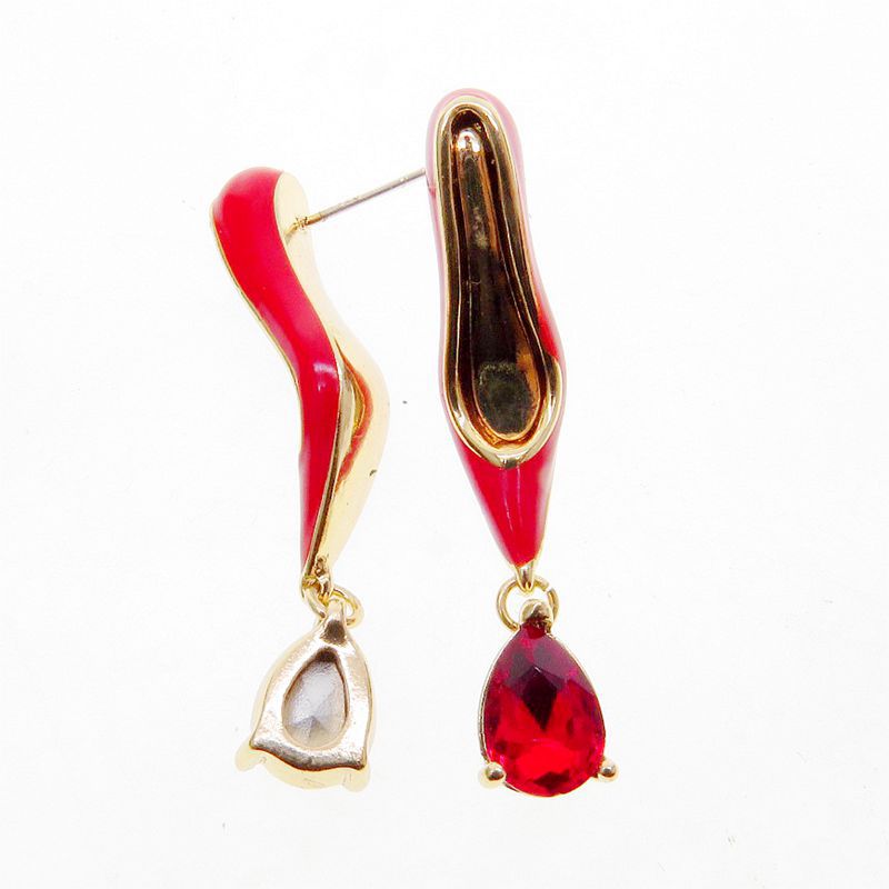 High heels hand-drop glaze crystal earrings