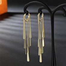 Load image into Gallery viewer, Exaggerated Metal Tab Long Fringe Earrings