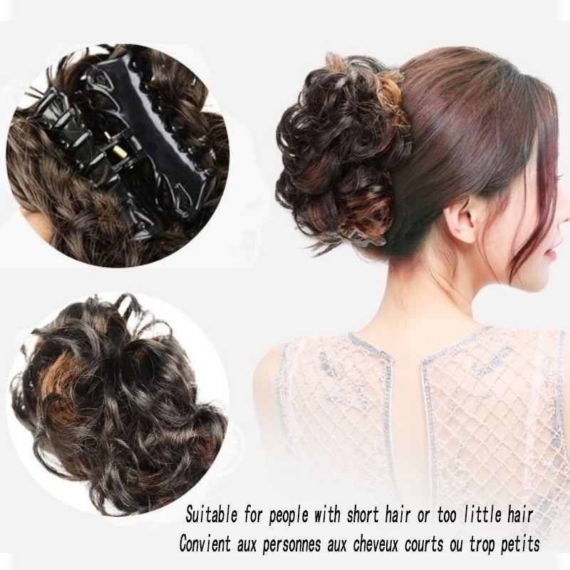 4colors short High Temperature Fiber Hair Bun Synthetic Hair  curly  Claw Clip in/on Ponytail Hair Extensions