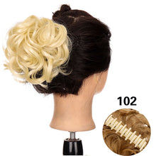 Load image into Gallery viewer, 4colors short High Temperature Fiber Hair Bun Synthetic Hair  curly  Claw Clip in/on Ponytail Hair Extensions