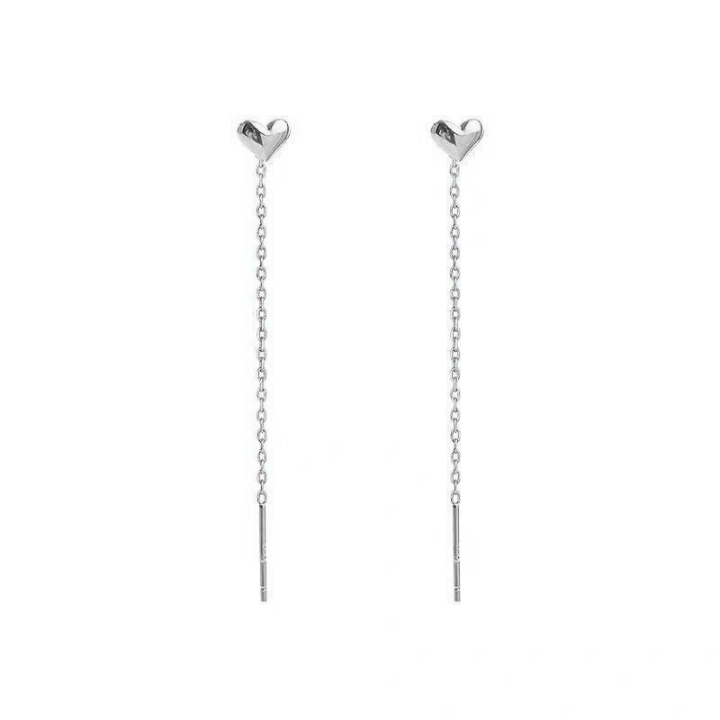 Silver s925 silver needle love ear line simple temperament whole body 925 silver tassel heart-shaped temperament ear line female