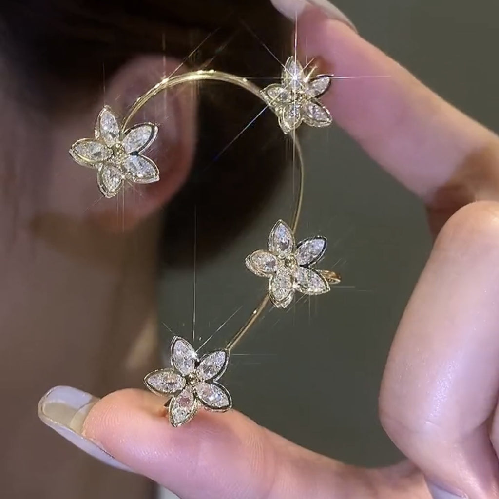 Crystal flower creative ear hooks without pierced ears