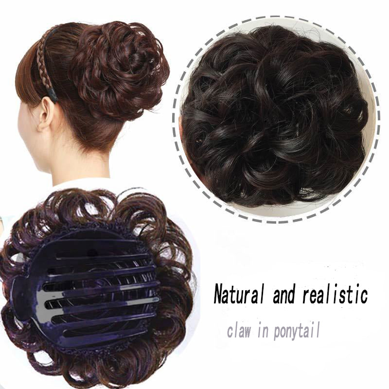 4colors short High Temperature Fiber Hair Bun Synthetic Hair  curly  Claw Clip in/on Ponytail Hair Extensions