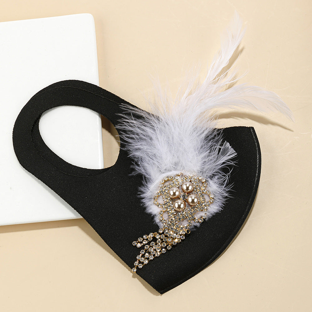 Solid Color Fabric Feather Baroque Mask
