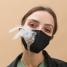 Load image into Gallery viewer, Solid Color Fabric Feather Baroque Mask