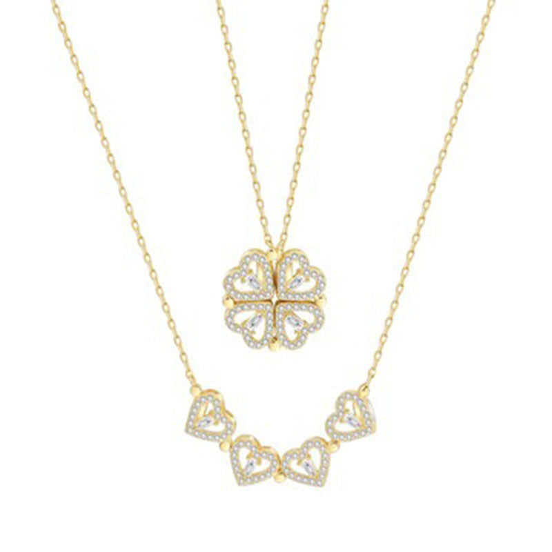 Four Leaf Clover 3 Flower Necklace - Gold and Rose Gold – Balara