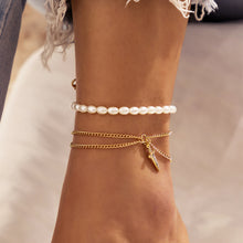 Load image into Gallery viewer, Creative Imitation Pearl and Diamond Dagger Anklet